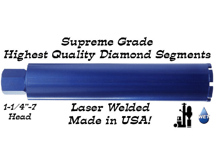 3" DRY CORE BIT WITH 6" SHAFT AND 1/2" STRAIGHT SHANK ADAPTER LASER WELDED 
