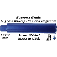 Builders Depot Blue Supreme Wet Core Bits 1 inch and higher